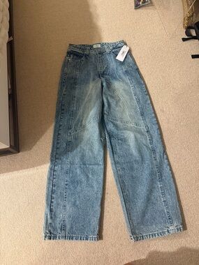 RtA Men's Washed Blue Relaxed Wide-Leg Jeans